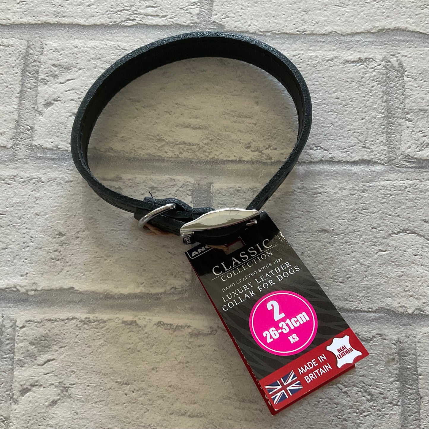 Ancol Black Classic Leather Collar