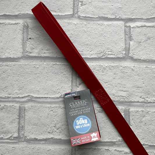 Ancol Red Classic Leather Lead