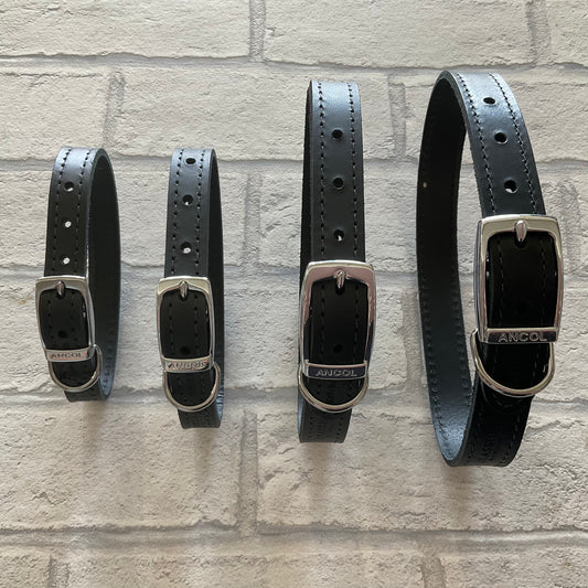 Ancol Black Classic Leather Collar
