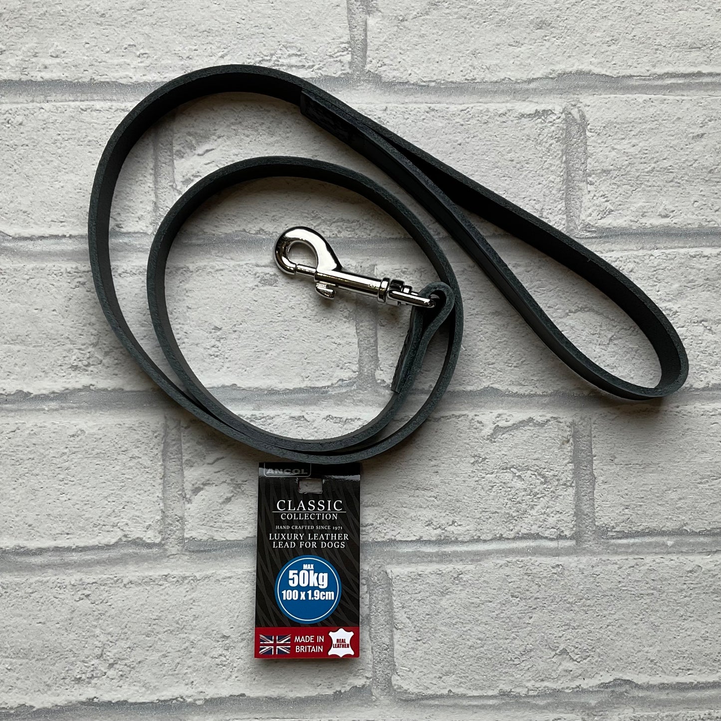 Ancol Black Classic Leather Lead