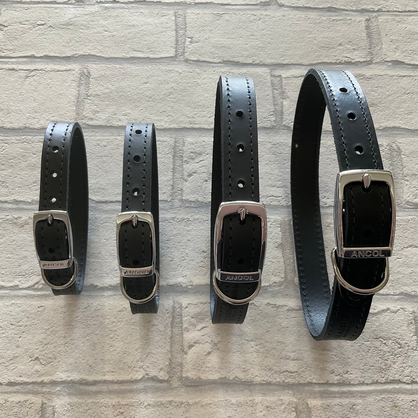 Ancol Black Classic Leather Collar