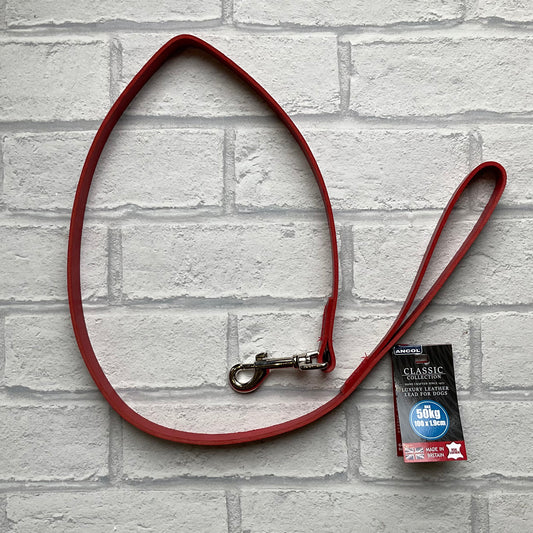 Ancol Red Classic Leather Lead