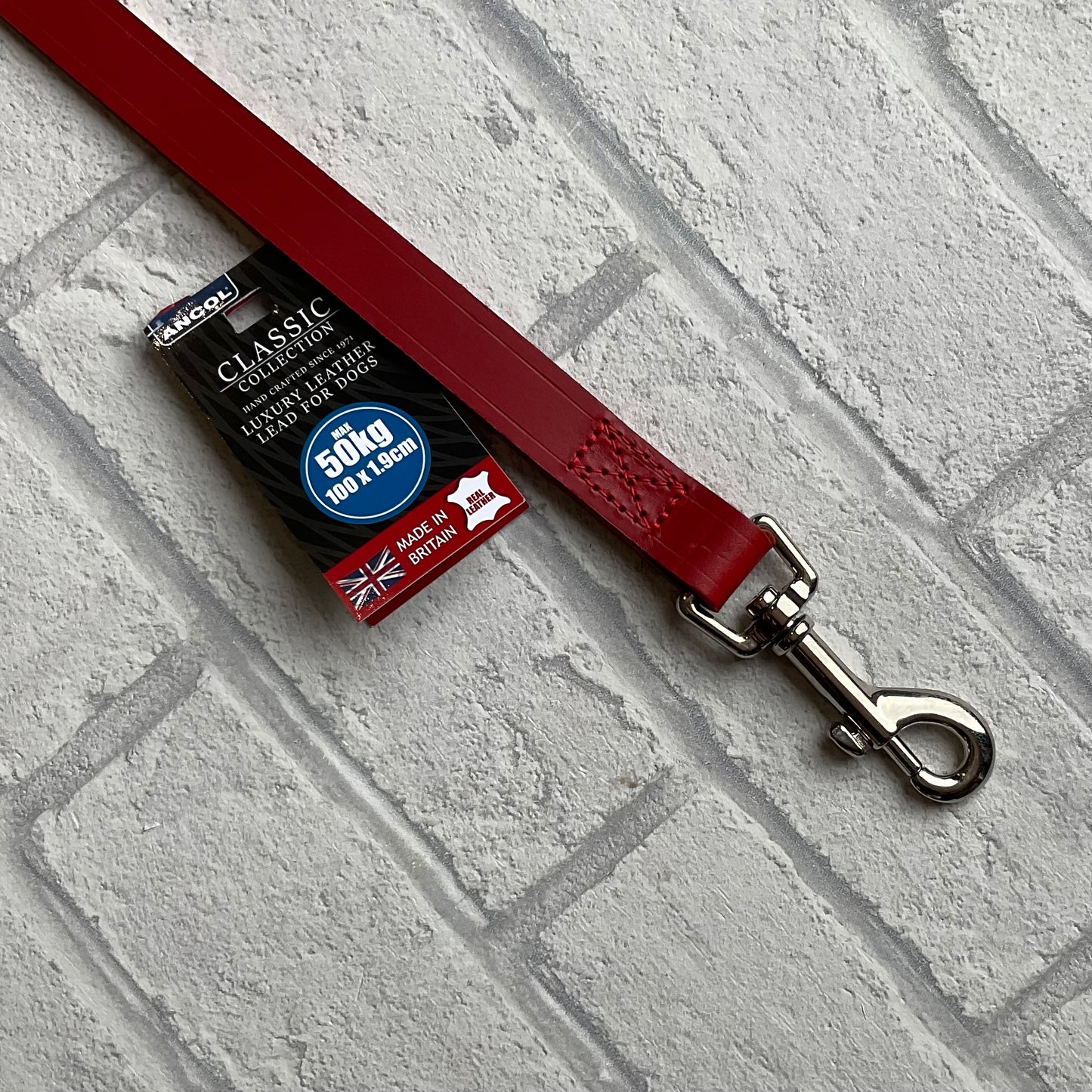 Ancol Red Classic Leather Lead