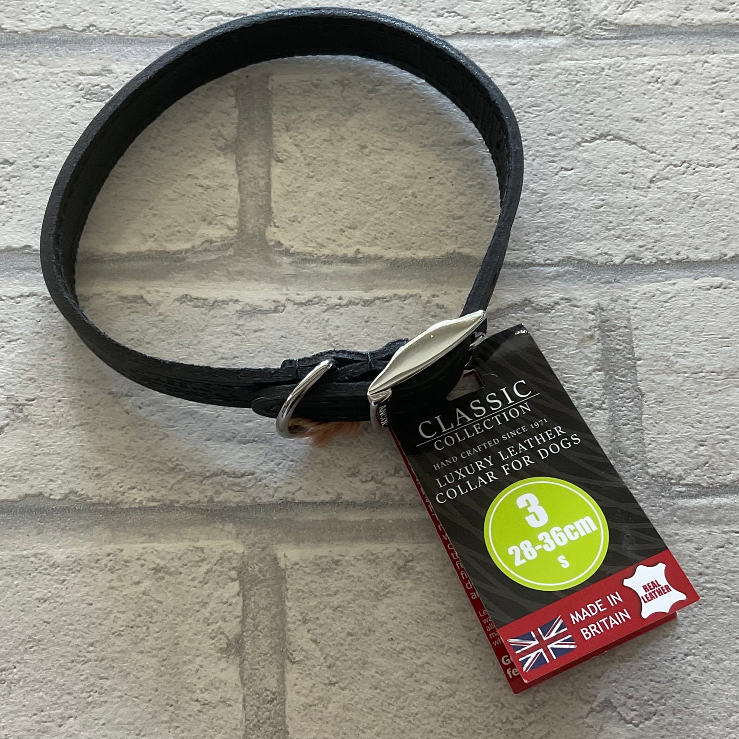 Ancol Black Classic Leather Collar