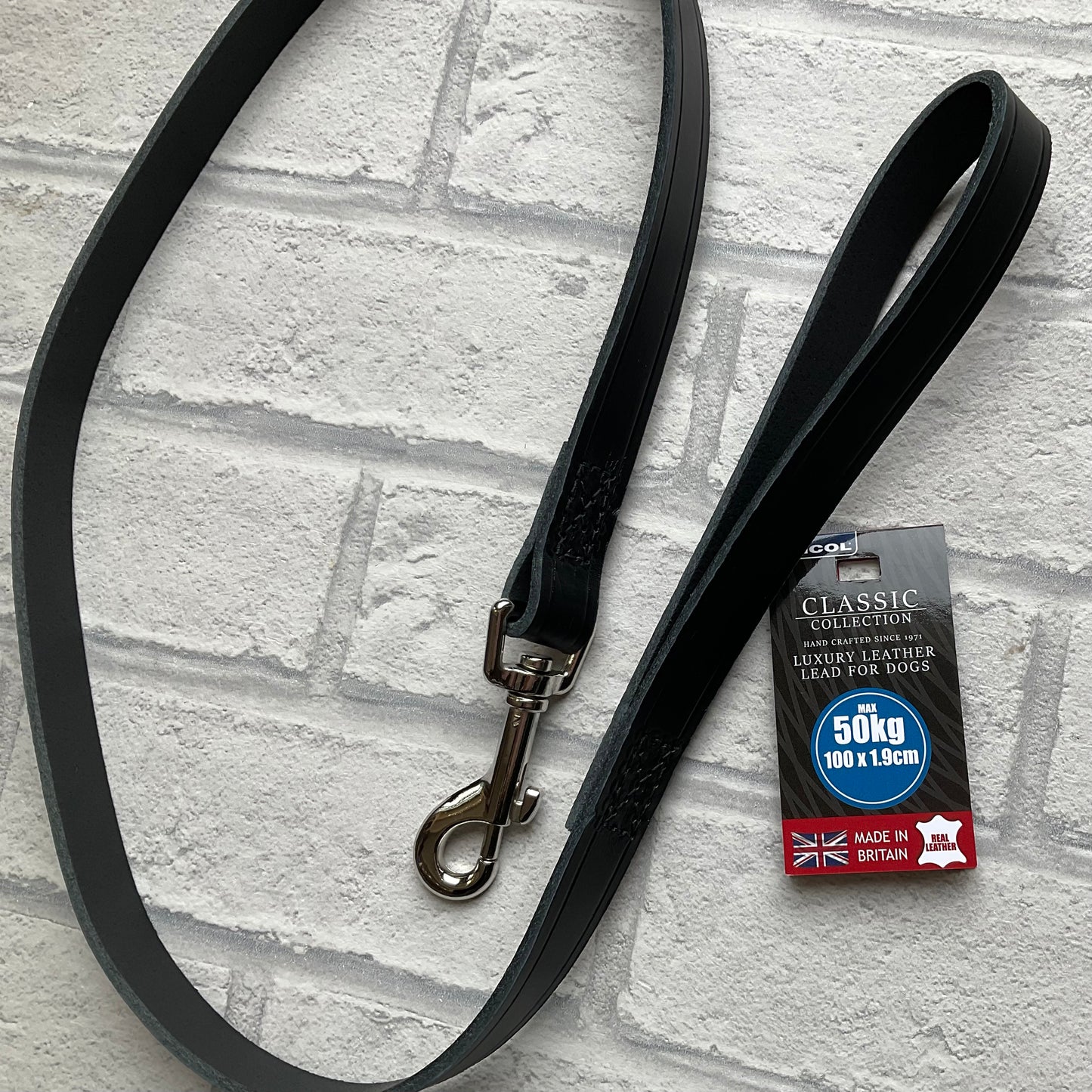 Ancol Black Classic Leather Lead