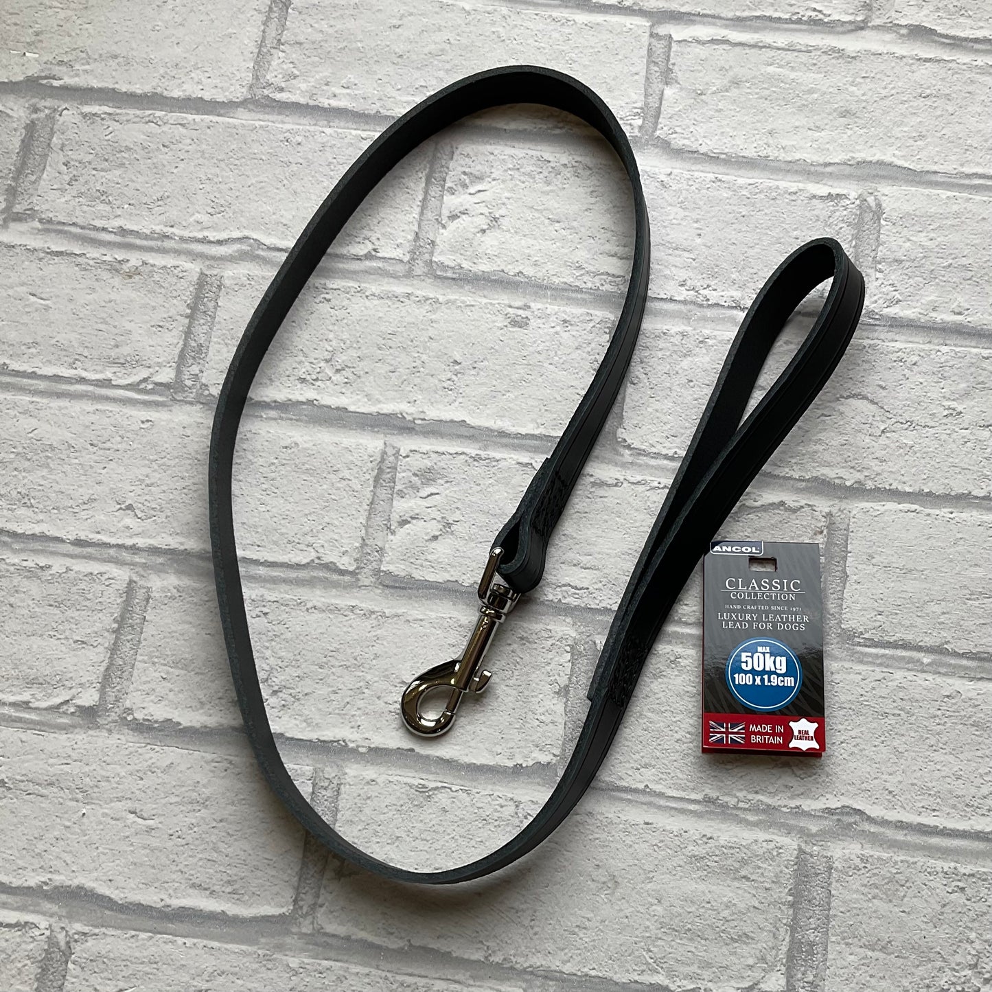 Ancol Black Classic Leather Lead