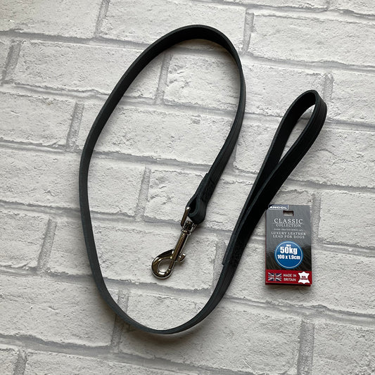 Ancol Black Classic Leather Lead