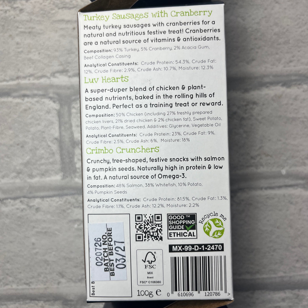 Christmas Cracker for Dogs - Green & Wilds
