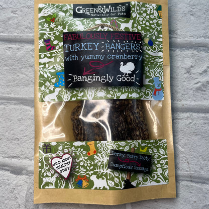 Turkey and Cranberry Christmas Bangers - Green and Wilds