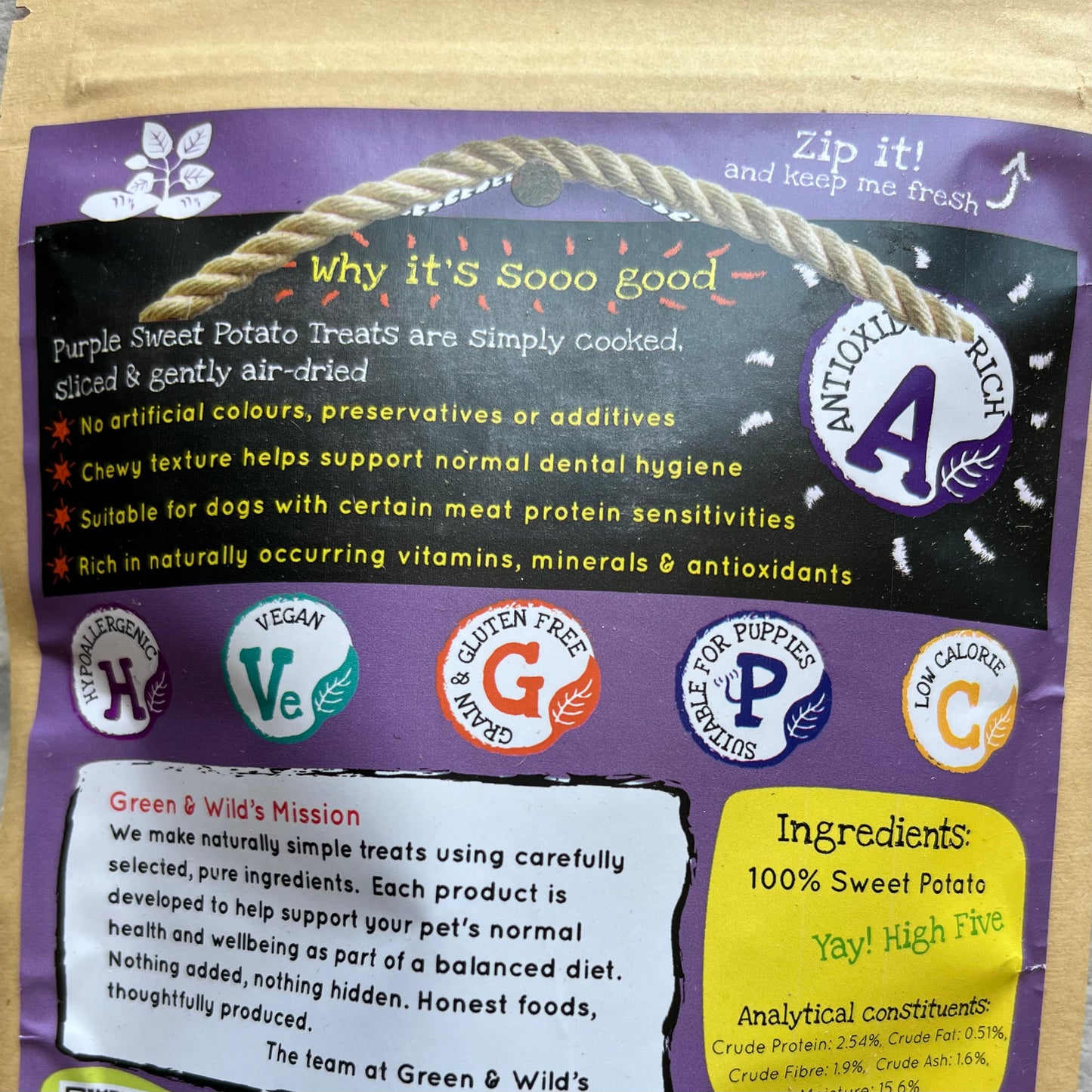 Purple Sweet Potato Dog Treats 100g - Green and Wilds