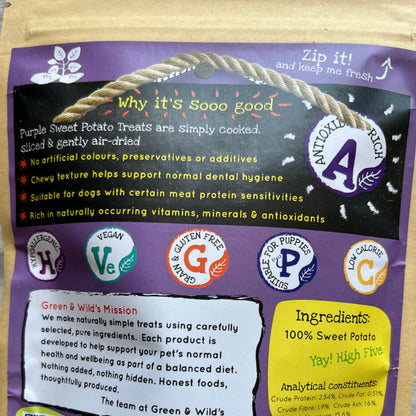 Purple Sweet Potato Dog Treats 100g - Green and Wilds
