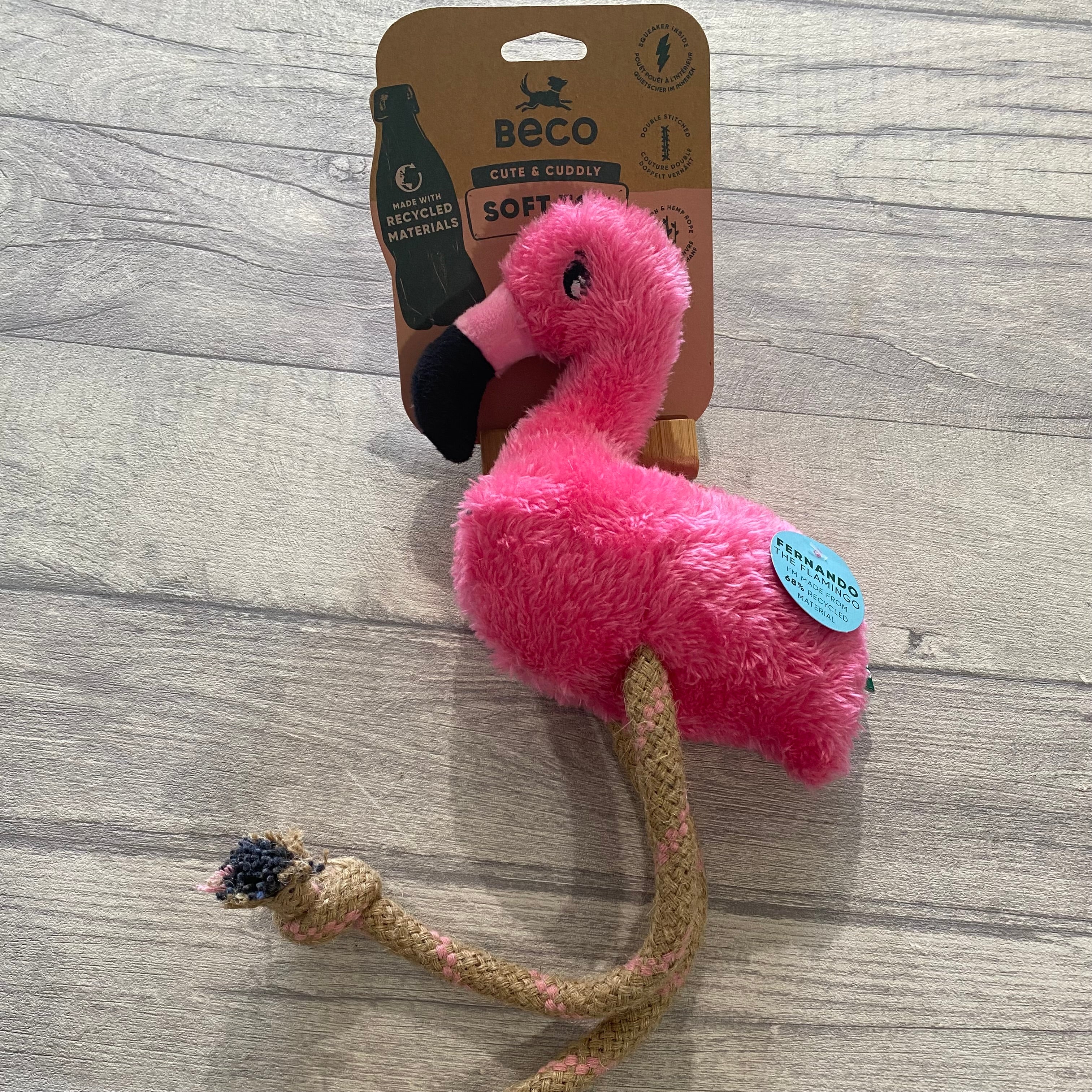 Beco 'Cute & Cuddly' Fernando the Flamingo dog toy
